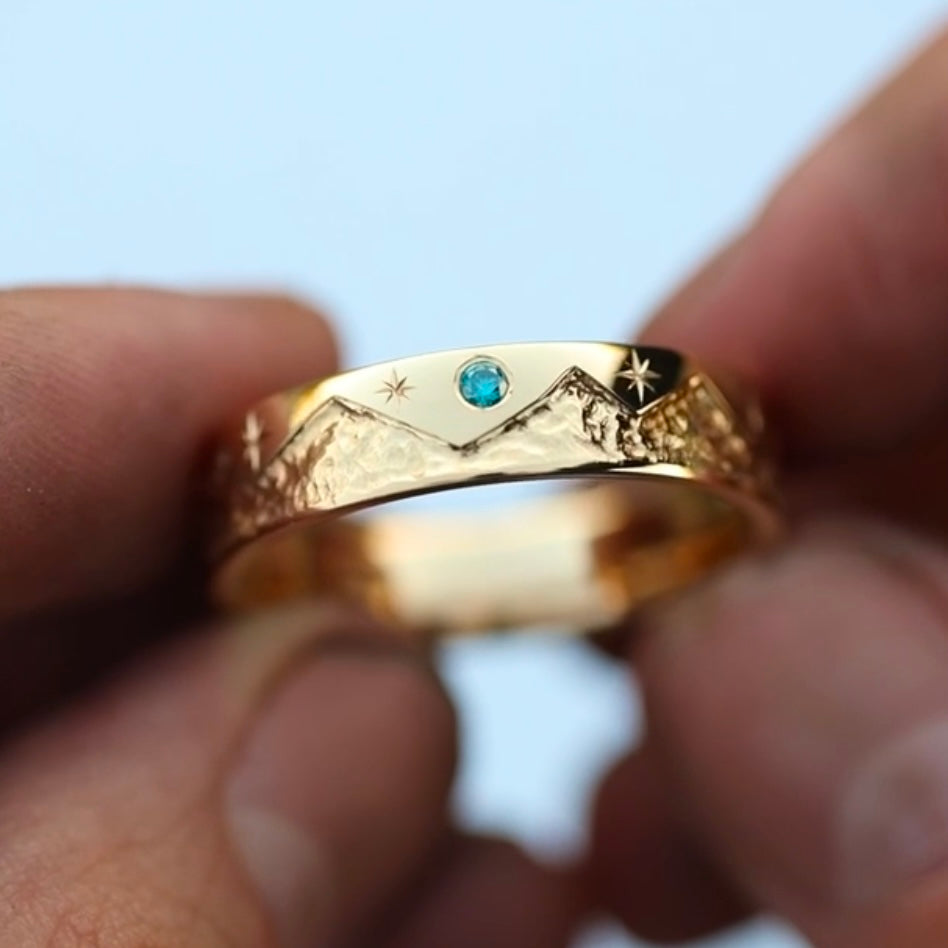 Custom 18k Gold Mountain Ring