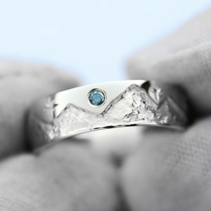 John’s Mountain Ring - Size 9 1/4, Blue Diamond