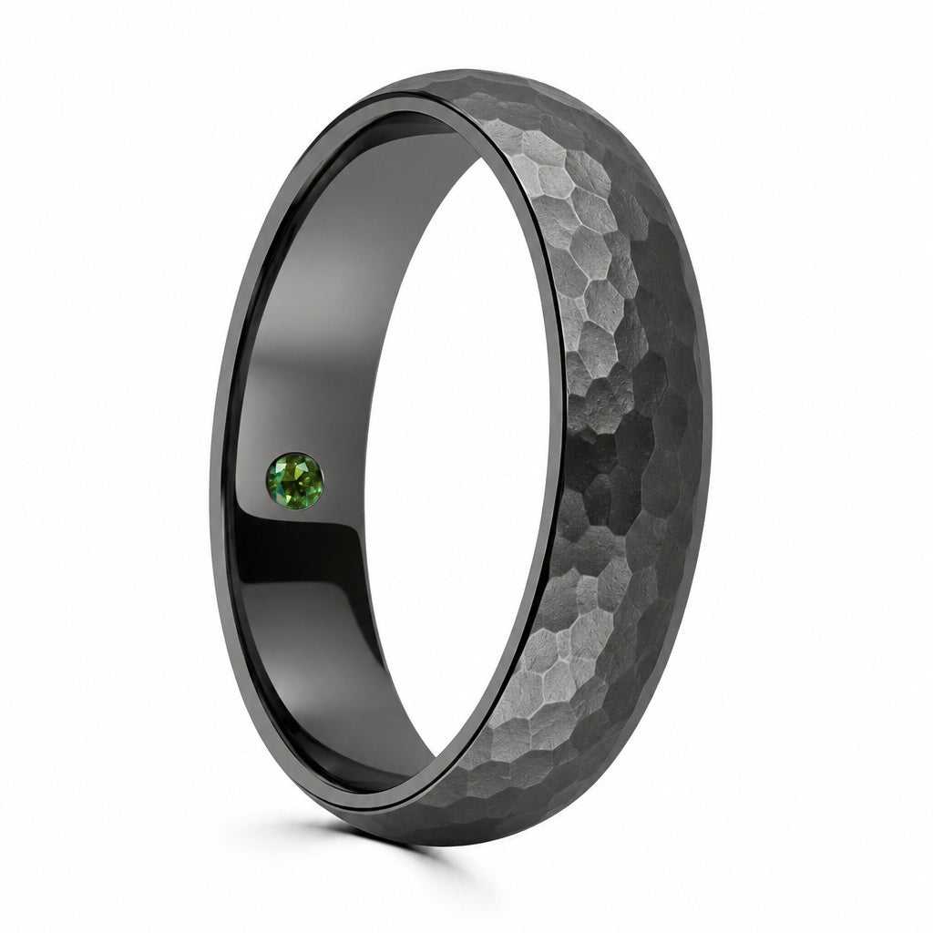 Marc’s Custom Wedding Band - Sterling Silver (Blackened), Hidden Green Diamond