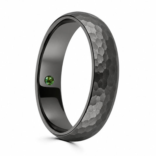 Marc’s Custom Wedding Band - Sterling Silver (Blackened), Hidden Green Diamond