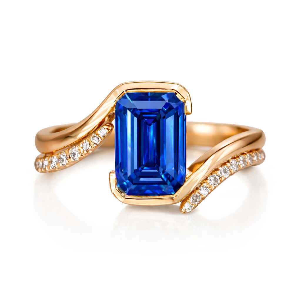 Jeriah’s Engagement Ring Payment #2: 14k Champagne Gold, 10x8mm Lab Grown Sapphire, Diamond Pave Band, Size 7 1/4 (17.45mm inside ring diameter)