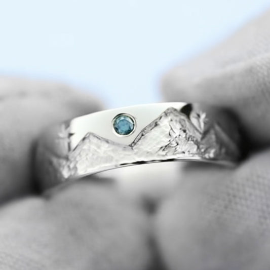 John’s Mountain Ring - Size 9 1/4, Blue Diamond